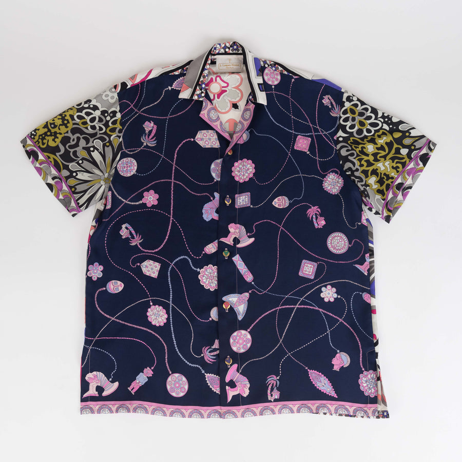 REISS - patchwork silk shirt, handmade in Palm Beach from vintage designer materials