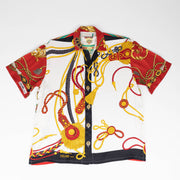 Rope and tassel silk shirt, handmade by J. Logan Home in Palm Beach
