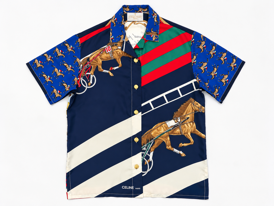 THE MAISON | ALTON - patchwork silk shirt, handmade in Palm Beach from vintage designer materials