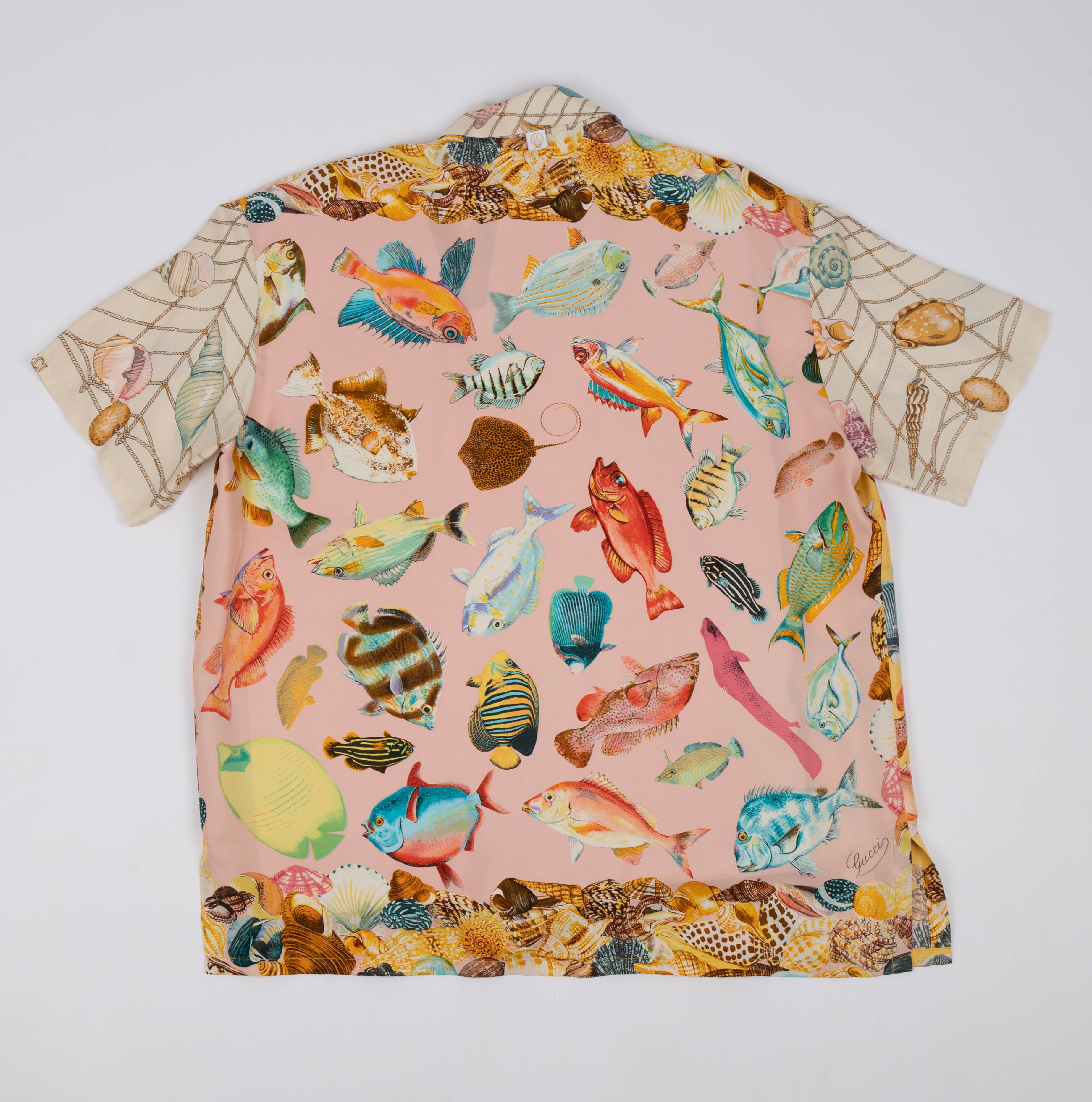 Tropical fish silk shirt, handmade by J. Logan Home in Palm Beach